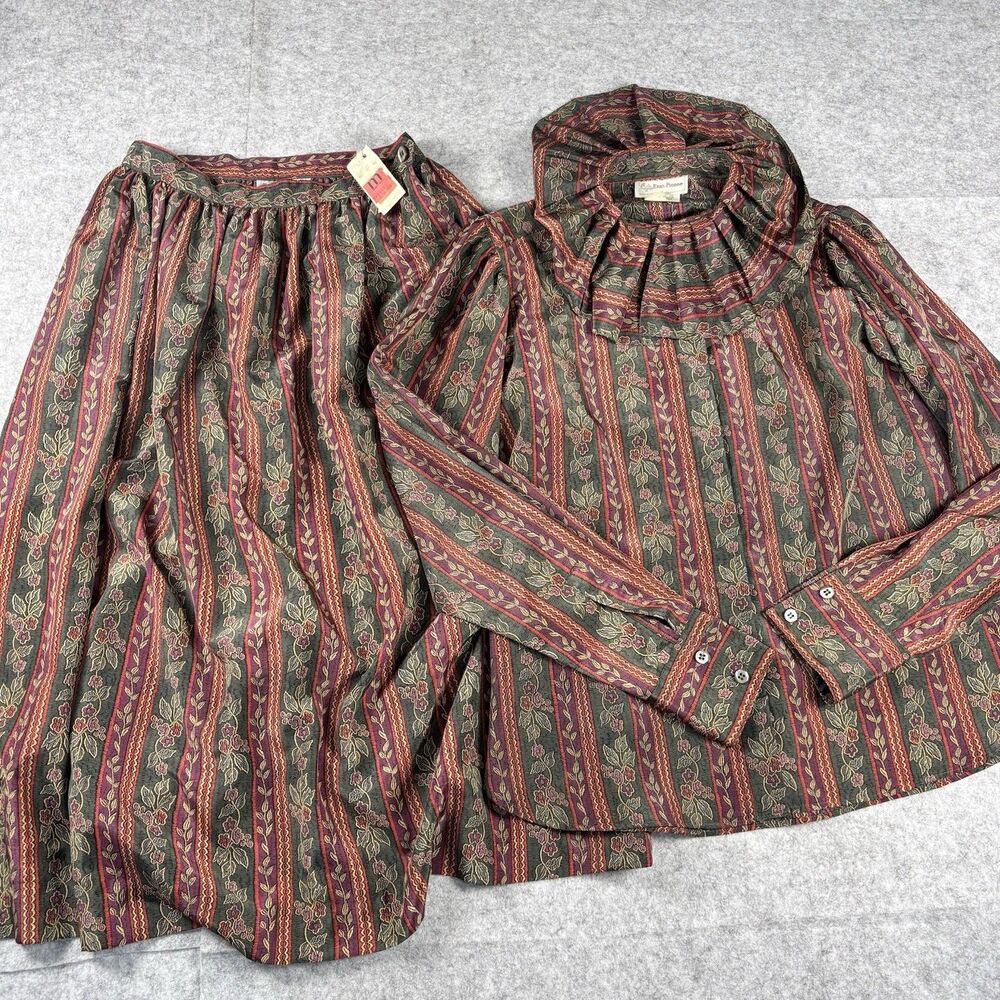 Vintage 70s 80s Deadstock Evan-Picone Two-Piece Skirt Blouse Set Floral Sz 6 NWT